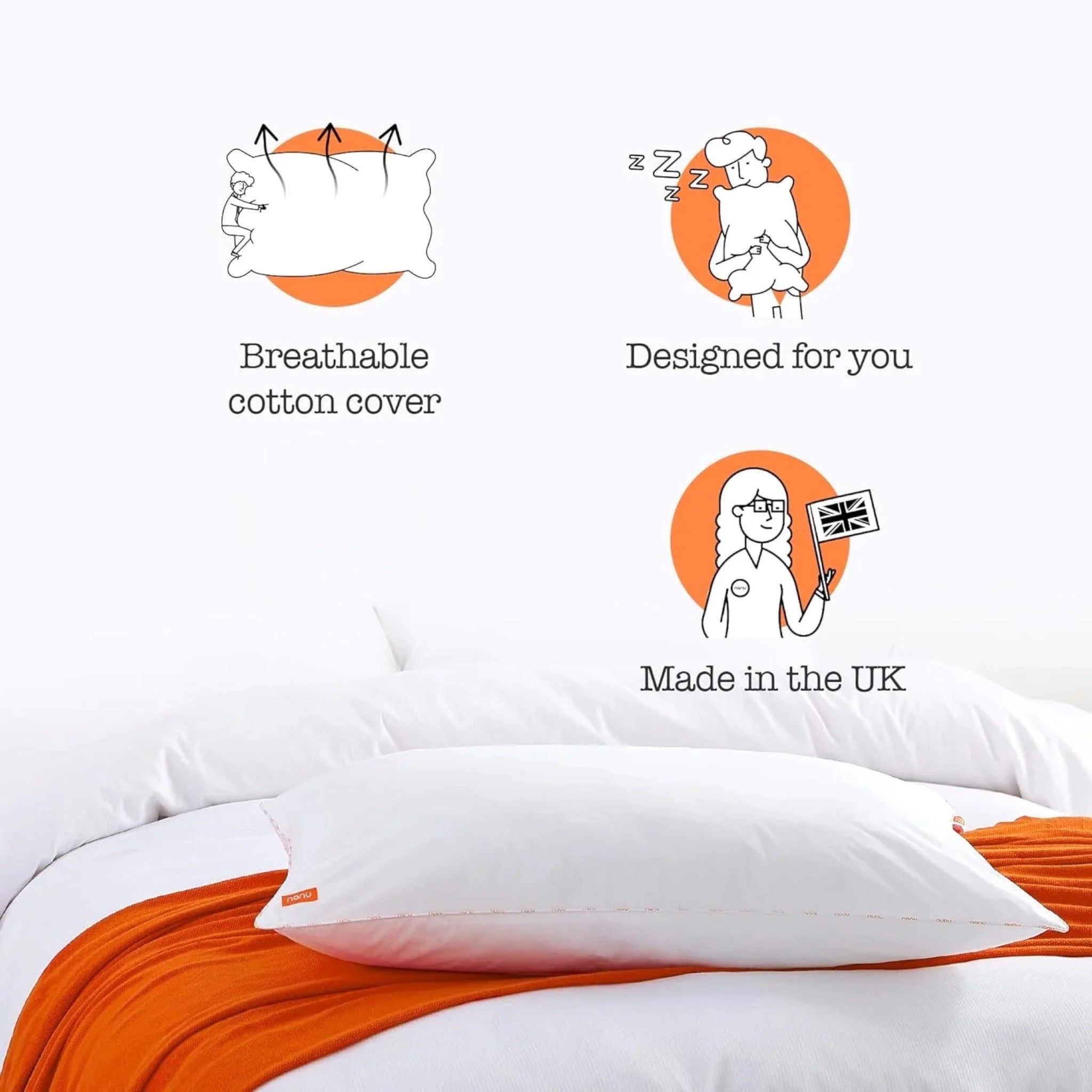 Soft and breathable Nanu pillow – hypoallergenic, lightweight comfort for all-season sleep